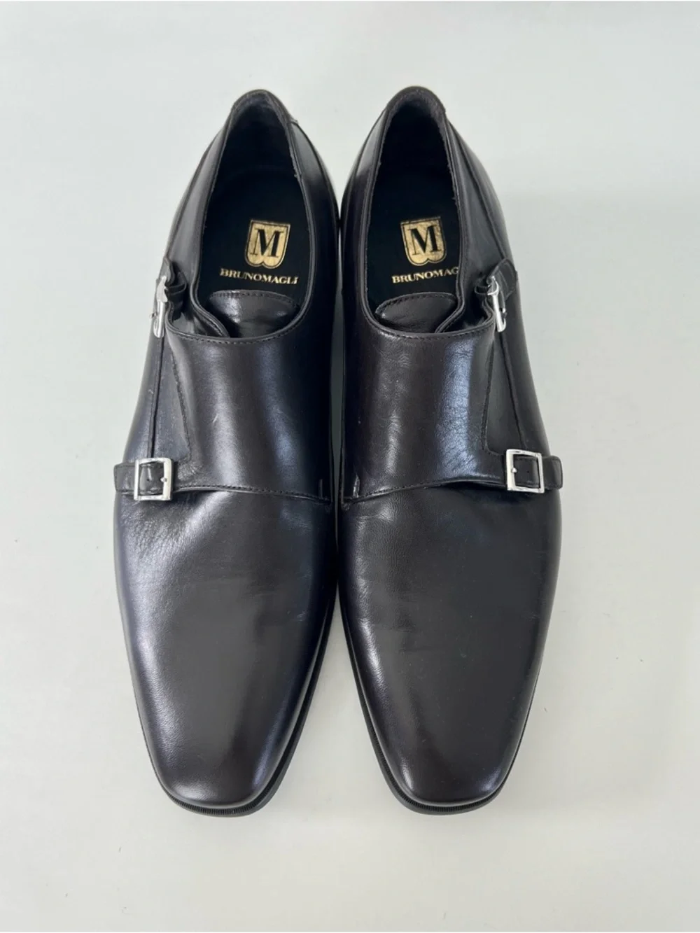 BRUNO MAGLI Paro Dark Brown Structured Buckle Strap Dress Shoes Oxford Sz 11 M